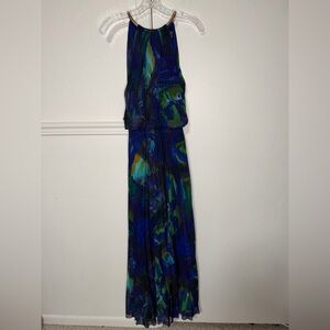 XSCAPE Halter Neck Abstract Floral Printed Chiffon Maxi Dress size 8